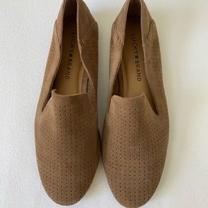Lucky brand suede perforated loafers tan 7.5